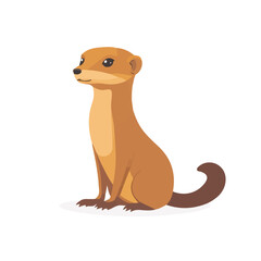 Modern flat 2D vector illustration of Mongoose, clean and minimal design, isolated on white background.