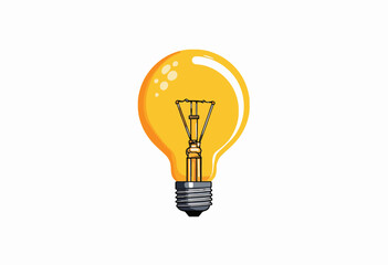 Illustration of a Vintage Orange Light Bulb Representing Ideas, Innovation, and Bright Concepts in a Minimalist Artistic Design