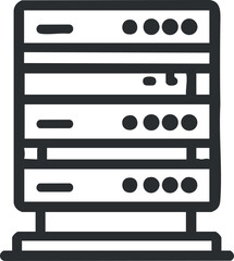 Outline vector illustration of a server rack in a modern style, suitable for technology and IT-related design projects