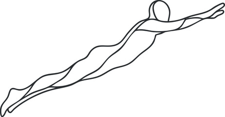 Minimalist line art illustration of a swimmer diving into the water, perfect for fitness and sport-related designs