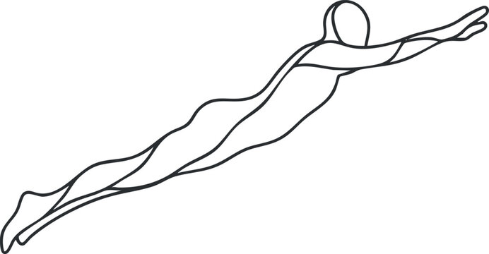 Minimalist line art illustration of a swimmer diving into the water, perfect for fitness and sport-related designs