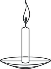 Minimalist outline vector illustration of a candle with a flame, ideal for decor and lighting design projects