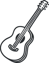 Fototapeta premium Stylized outline vector illustration of an acoustic guitar designed for music-related projects and branding.