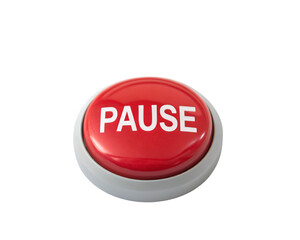 Red pause button isolated on transparent background