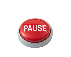 Red pause button isolated on transparent background