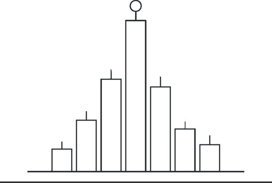 Minimalist outline vector illustration of a bar chart representing statistical data for business analysis and presentations
