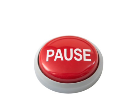 Red pause button isolated on transparent background