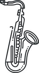 Naklejka premium Outline vector illustration of a saxophone, ideal for music-themed projects, branding, and artistic designs