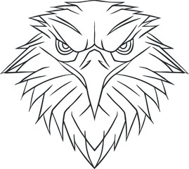 Obraz premium Stylized outline vector illustration of a fierce eagle head, ideal for logo design and branding projects