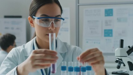 Scientist working with test tubes in a laboratory. - Powered by Adobe