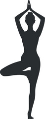 Fototapeta premium Silhouette vector illustration of a woman performing a yoga pose for health and wellness projects.
