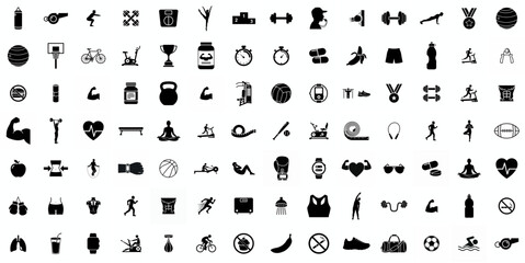 fitness and sport 98 isolated icons set on white background