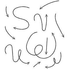 Hand Drawn Arrow Vector Pack Black Ink Sketch Arrows Directional Signs Navigation Icons Graphic Design Elements Doodle