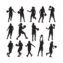 Female basketball silhouettes