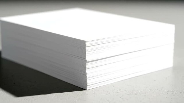 Stack of white paper sheets on a table.