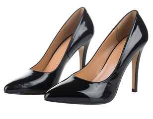 Elegant black patent leather high heel shoes for women fashion style