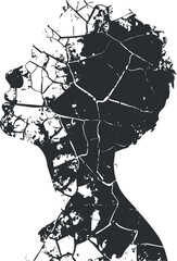 Abstract vector illustration of a female silhouette with cracked texture, ideal for modern art and design projects