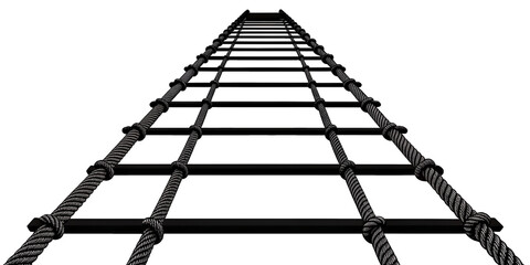 Rope ladder perspective view climbing concept isolated on white background
