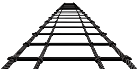 Rope ladder perspective view climbing concept isolated on white background
