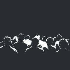 Obraz premium Silhouette vector illustration of an audience gathered for a presentation or performance in a minimalist style