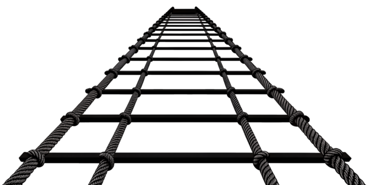 Rope ladder perspective view climbing concept isolated on white background
