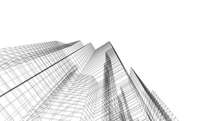 Fototapeta premium Architectural drawing vector 3d illustration