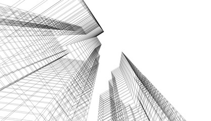 Architectural drawing vector 3d illustration