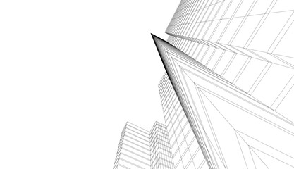 Fototapeta premium Architectural drawing vector 3d illustration