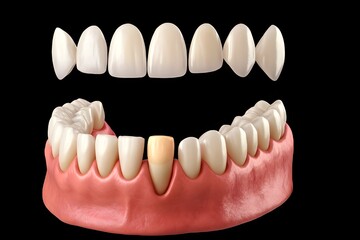 Fototapeta premium 3D Dental Model Showing Discolored Lower Front Tooth for Dental Education