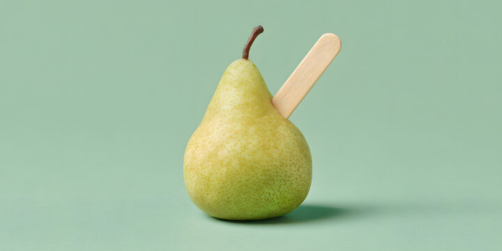 Surreal Pear Suspended in Time: A Whimsical Minimalist Exploration of Simplicity and Imagination - Powered by Adobe