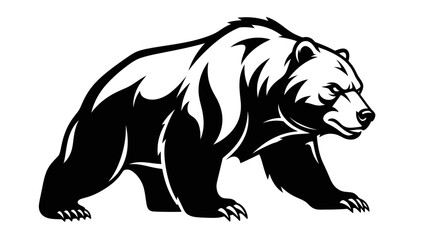Powerful Grizzly Bear Walking Vector Illustration.