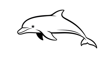 Fototapeta premium Dolphin illustration in black and white a beautiful marine mammal.