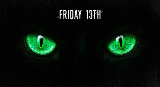 Intense Glowing Green Feline Eyes in Dark Shadowy Background - Powered by Adobe
