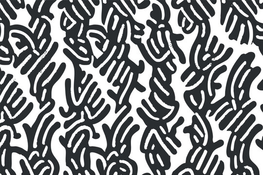 Abstract seamless vector pattern featuring bold, flowing lines in black over a white background for modern design projects.