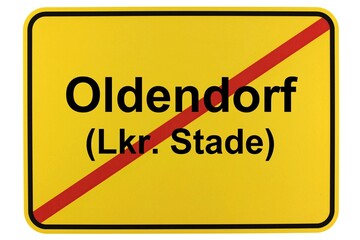 Illustration eines Ortsschildes der Gemeinde Oldendorf im Landkreis Stadte in Niedersachsen	