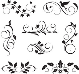 floral motif botanical frame scrollwork vignette border for certificate art