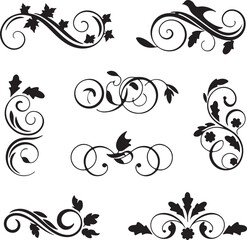 floral flourish foliage wreath vignette border decorative divider element