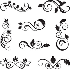 floral ornament divider frame swirl leaf vignette for stationery design