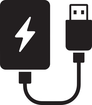 black charger with usb cable clip art preview
