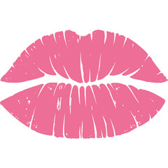 Pink Lipstick Kiss Mark With Transparent Background and Textured Effect Close Up Shot Studio Lighting High Detail Close Up View