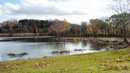 Park with lake in autumn, Vian, Oklahoma