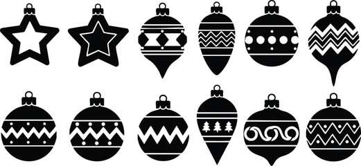 Christmas ornament vector designs featuring various shapes and patterns for festive decoration 