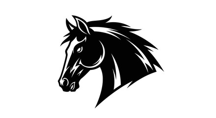 Elegant Black Horse Head Silhouette with Detailed Mane.
