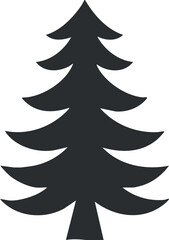 Silhouette of a pine tree icon, ideal for holiday and nature-themed designs.