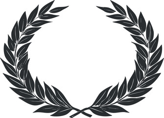 Obraz premium Black and white laurel wreath symbolizing victory, achievement, and honor in classic design.