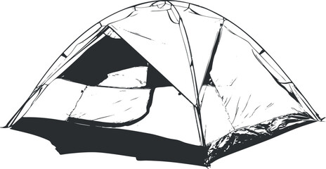 Illustration of a freestanding camping tent for outdoor adventures and recreational activities.