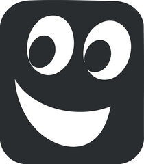 Naklejka premium Minimalist black and white smiley face emoji with a cheerful expression on a square background.