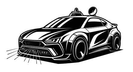 Futuristic police car design with sleek lines and modern features. © bandi