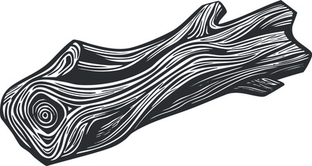 Obraz premium Black and white vector illustration of a stylized wood log with detailed texture.