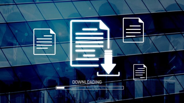 Visual representation of digital document downloading, showing file transfer, data access, and progress status for secure and efficient information retrieval Marrow